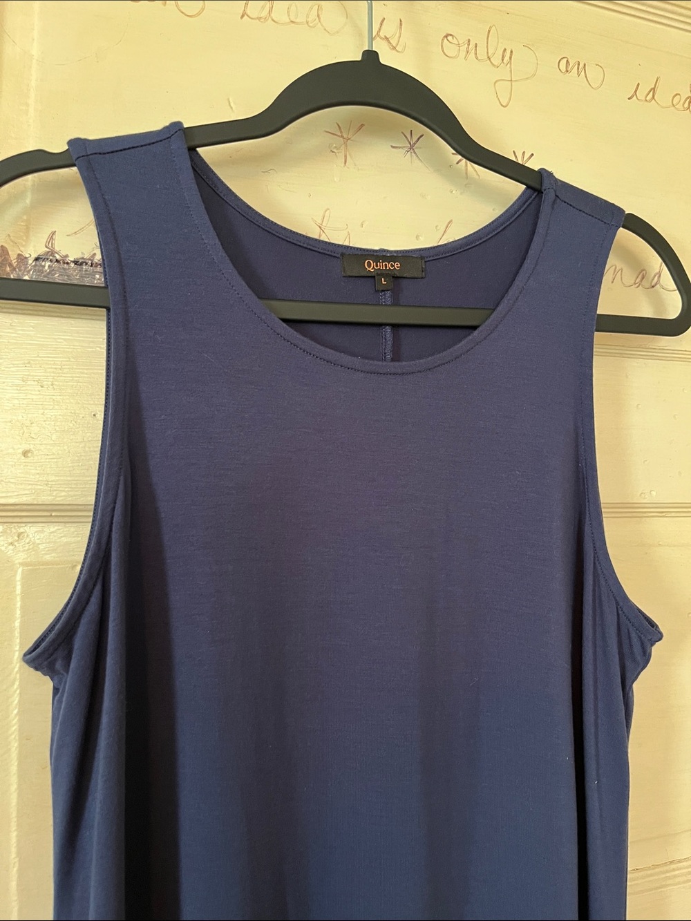 Quince Navy Sleeveless Midi Dress - Classic Scoop Neck - Picture 2 of 3